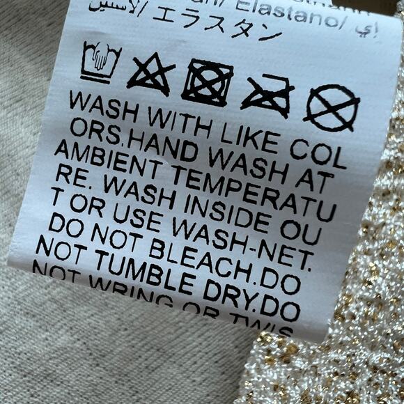 Shein Poeselle Shirt Womens Medium White Gold Glittery Sparkly Long Sleeve - Picture 12 of 14